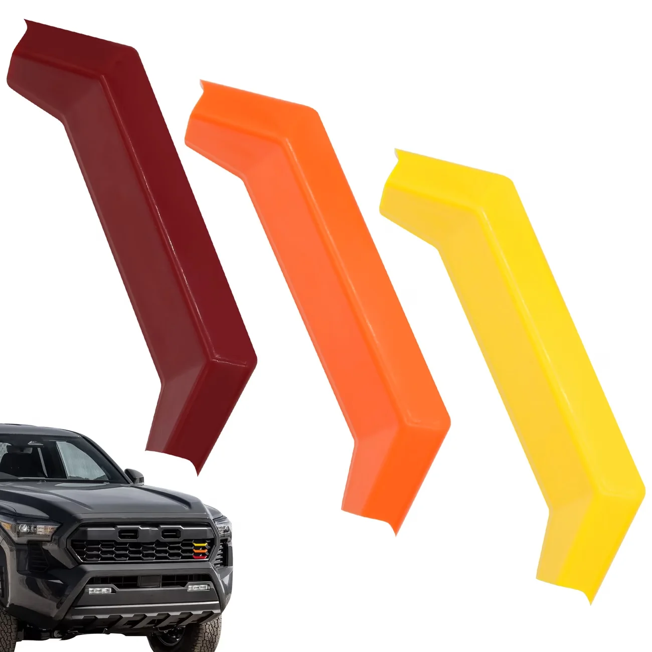 3PCS TRD Grille Emblem Badge For 2024-2026 Toyota Tacoma Off Road Sport PreRunner ABS Plastic Red Orange Yellow Decoration