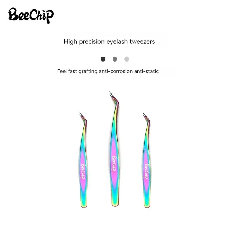 Eyelash Beauty Tweezers Eyelash Grafting Stainless Steel Tweezers Planting False Eyelashes Auxiliary Device Colorful Titanium Go