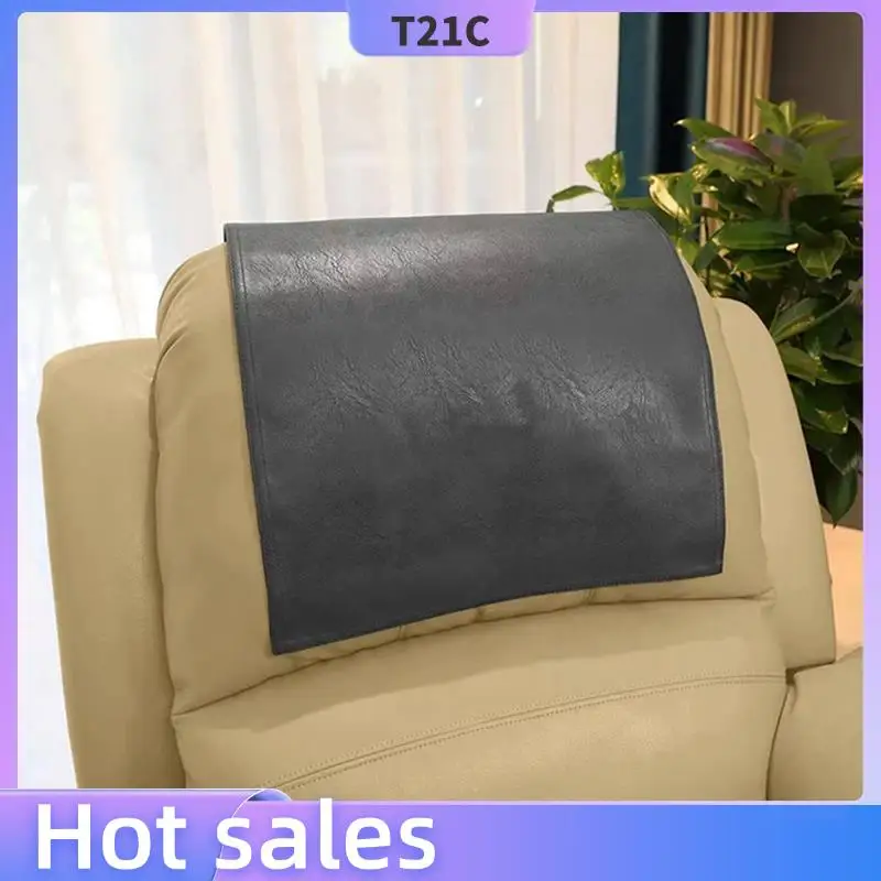 

T21C 4X Non-Slip Faux Leather Headrest Protector For Recliner Chair,Headrest Cover For Furniture Slipcovers Cover Black