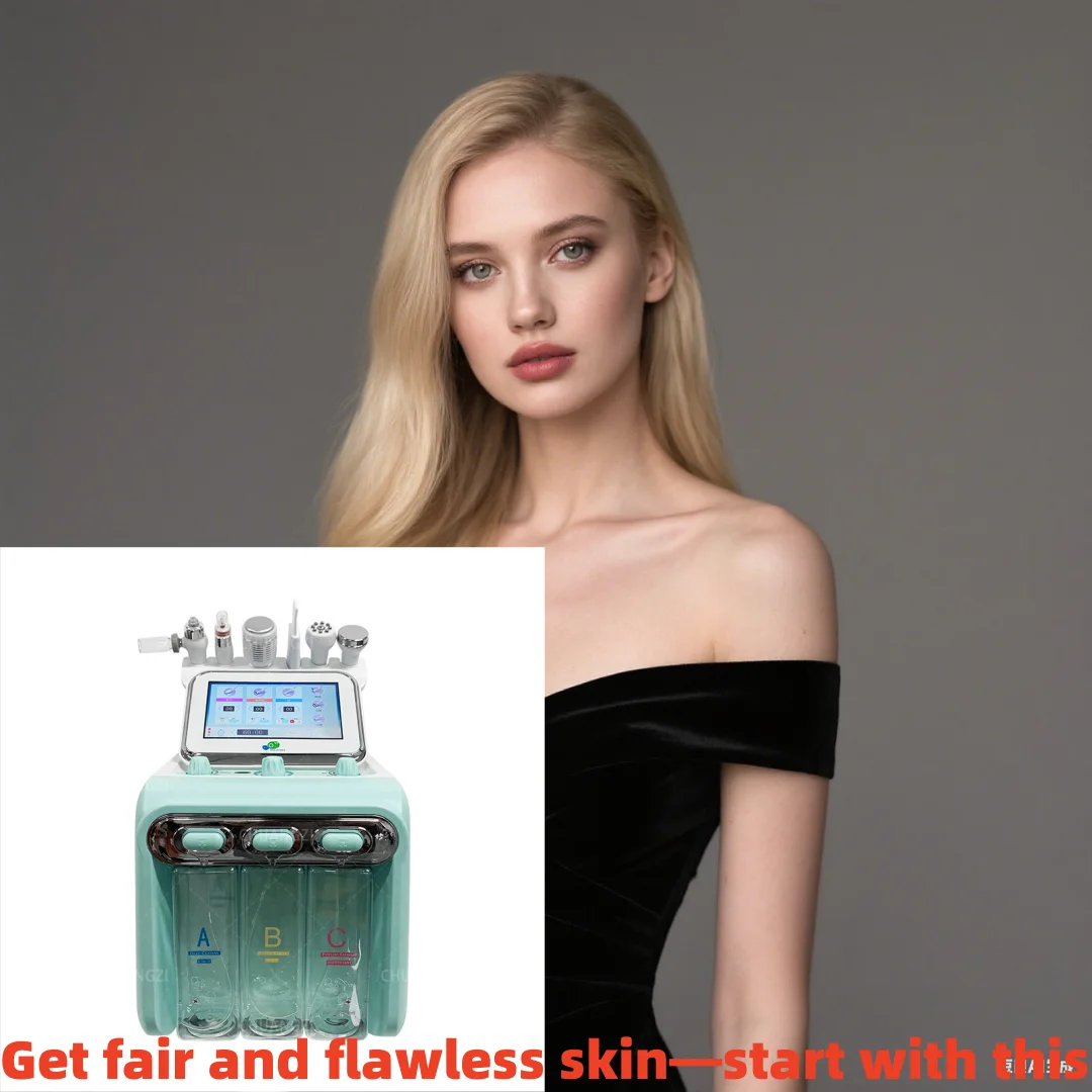 آلة تقشير الجلد المائية المحمولة 6 في 1 - نفاثة الأكسجين المائية وتقشير الماس وأداة العناية بالبشرة الدقيقة