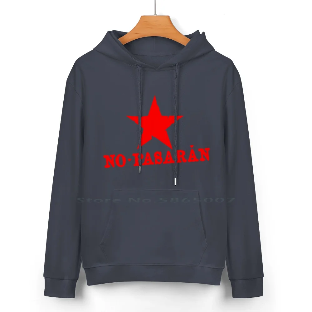 No Pasaran Red Star Slogan Pure Cotton Hoodie Sweater 24 Colors No Pasaran Spanish Civil War Red Star Communist Communism