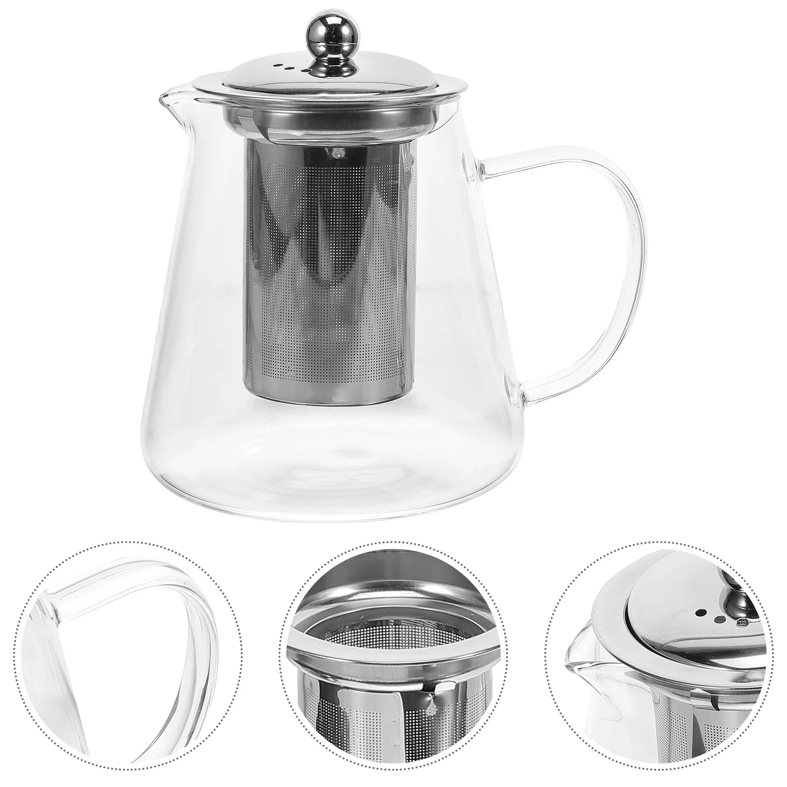 

Clear Glass Teapot Thickened Body Easy Grip Handle for Herbal Fruit Tea Coffee Making Kitchen Tool Tea Kettle Glass Teapot