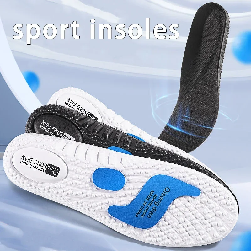 1Pair Unisex Air Cushion Sports Insoles with Arch Support Shock Absorption Running Shoe Inserts Soft Comfort Insole Pads for Men