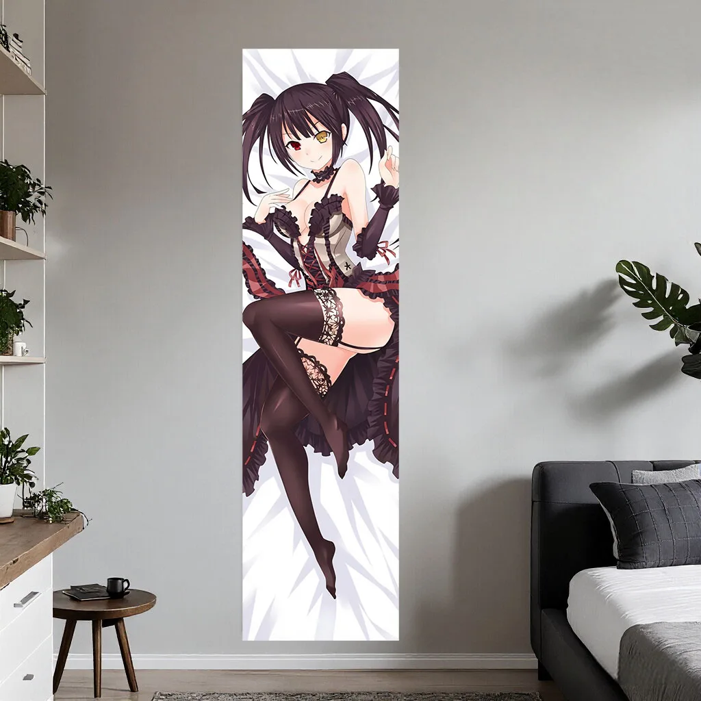 Gothic Lolita Heterochromia Eyes Double Print Wall Hanging Polyester Bedroom Dorm Otaku Room Decor Streaming Background Gift