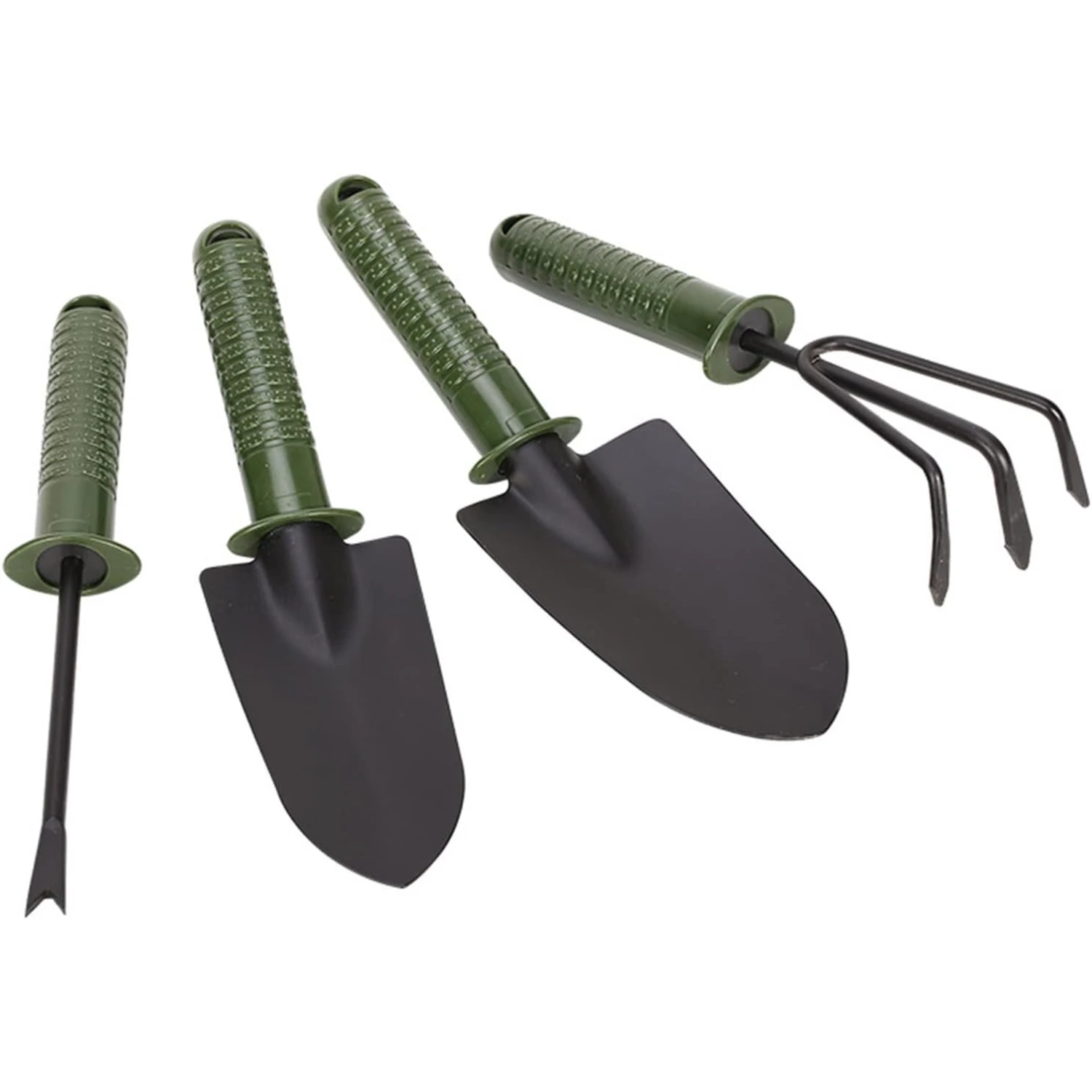 4Pcs Garden Shovel Set with Non Slip Handle, Including Shovel, Trowel, Weeder, Hand Rake - Green Mini Tools for Gardening