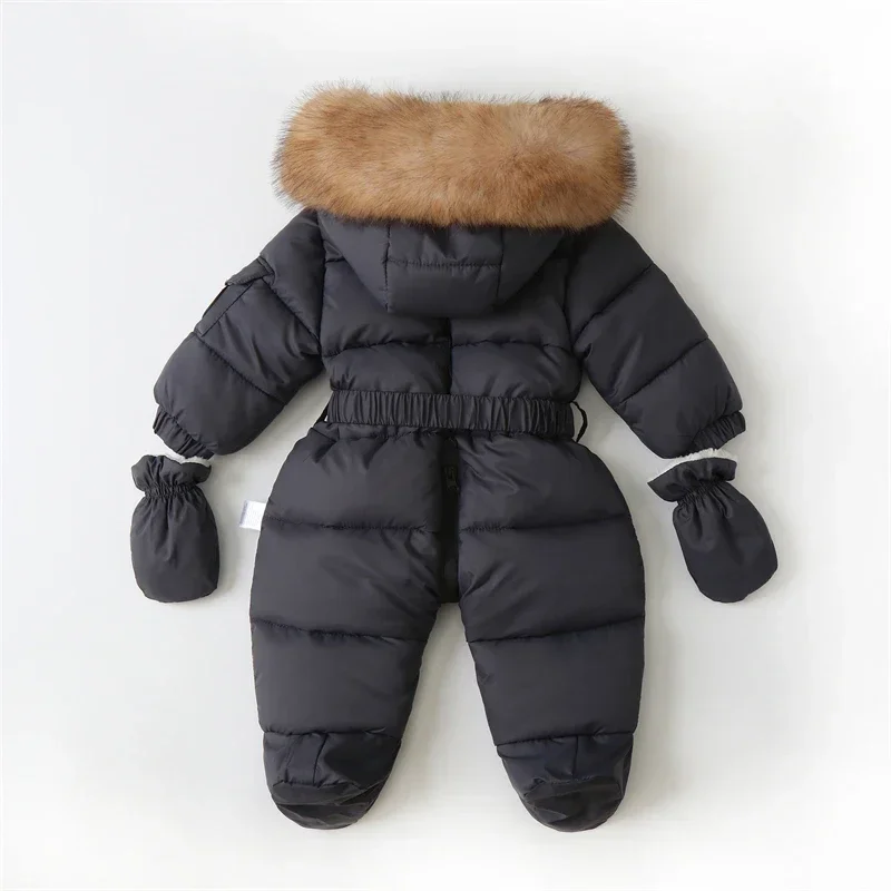 Winter Newborn Baby Girl Jumpsuit Thicken Baby Ski Suit With Gloves Belt Baby Romper Warm Infant Snowsuit Children Clothing Set