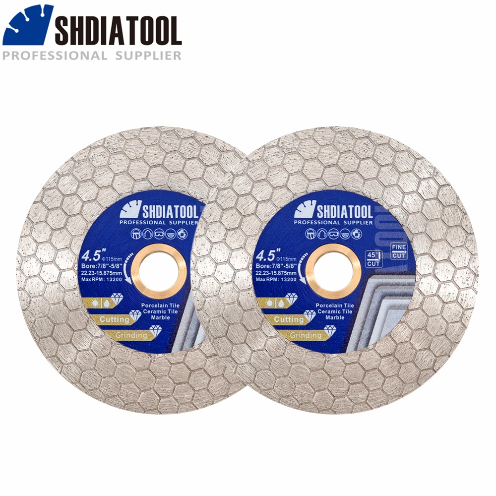 

SHDIATOOL 2Pcs Double Side Diamond Cutting Disc Hex Segment Saw Blade Tile Ceramic Marble Grinding Wheel 115mm Granite Cut Plate