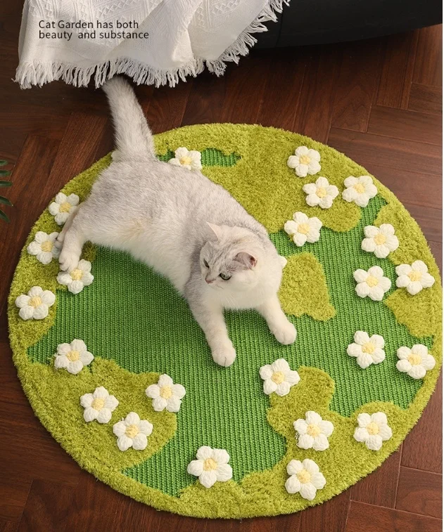 New Design Cat Scratch Pad Flower Bush Sisal Carpet Scratch Wear-resistant Cat Scratching Pad Without Dusting
