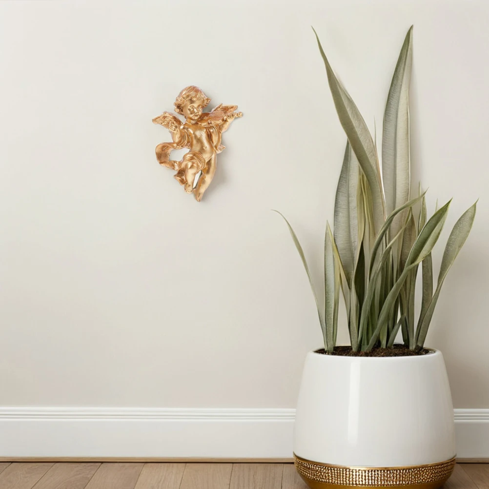 

2Pcs Resin Angel Wall Decor Simple Suitable for Living Room Dining Area Hallway Angel Figurines Ornament Figures