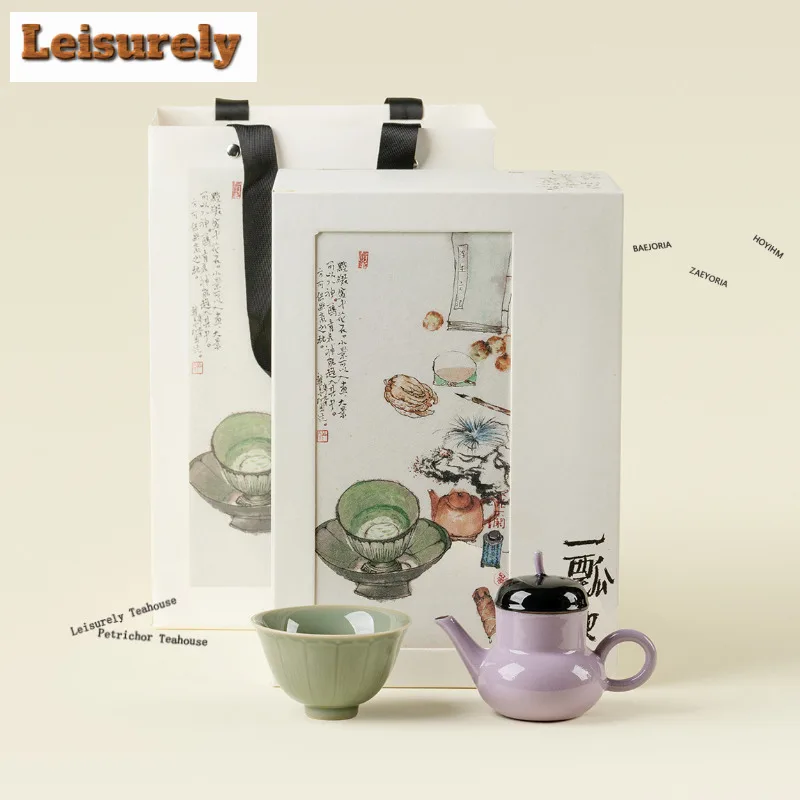 

Чайный набор из селадоновой керамики Yue Kiln, полный комплект, ручной работы, для чайной церемонии, домашний набор для приготовления чая, чайник и чашки, предметы для чайной церемонии, декоративные элементы.