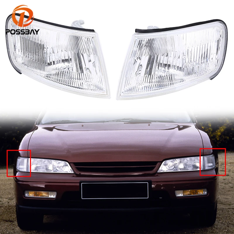POSSBAY Clear Lens Indicator Side Light Front Corner Lights Lamp Housing for Honda Accord Coupe DX/EX/LX 1994 1995 1996 1997