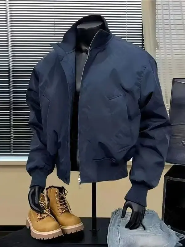 High-End Pilot Collar Jacket Men's Spring Autumn Stylish American Baseball Style Windbreaker Outerwear Casual Loose Fit