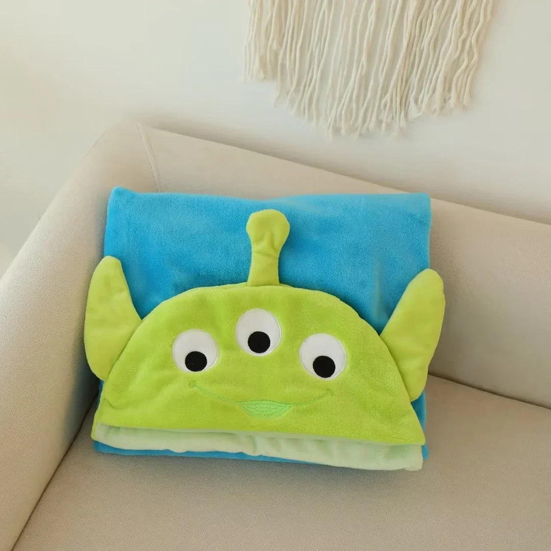 Disney Squeeze Toy Aliens Coral Fleece Fabric Blanket Hooded Cute Cartoon Cosplay Cloak Cape Warm Soft Fur Throw Blanket Sofa