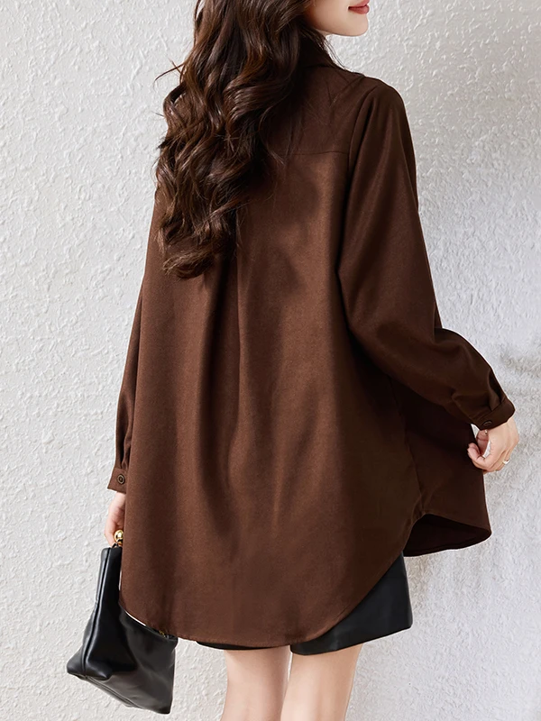 เสื้อผ้าผู้หญิงทรงหลวม สีพื้น ดีไซน์เรียบง่าย ระบายอากาศได้ดี ผลิตจากโพลีเอสเตอร์ สไตล์เกาหลี เหมาะสำหรับใส่ทำงาน แฟชั่นฤดูใบไม้ร่วง 2025 รุ่นใหม่