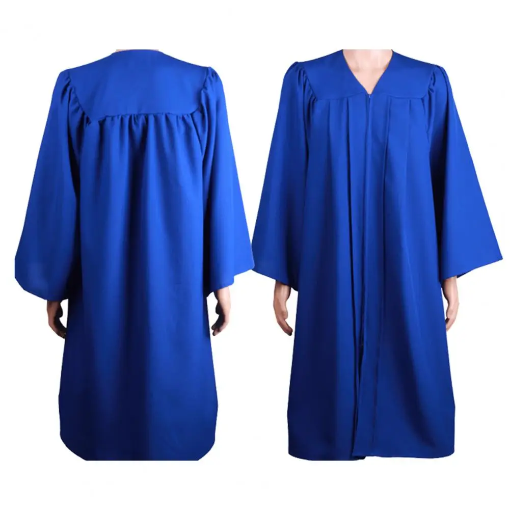 Graduation Cap Gown Solid Color Zipper Unisex Matte Loose Fit Bachelor Cap Robe Adult Bachelor Cap Robe Academic Dress Set