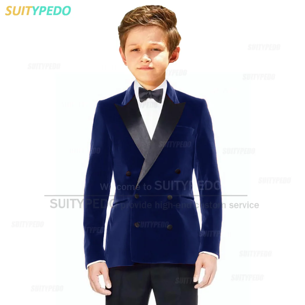 Fashion Velvet Boy's Suit Sets School Evening Party Host Tailor-made Blazer Pants 2 Pieces Homecoming Children Formal Costumes