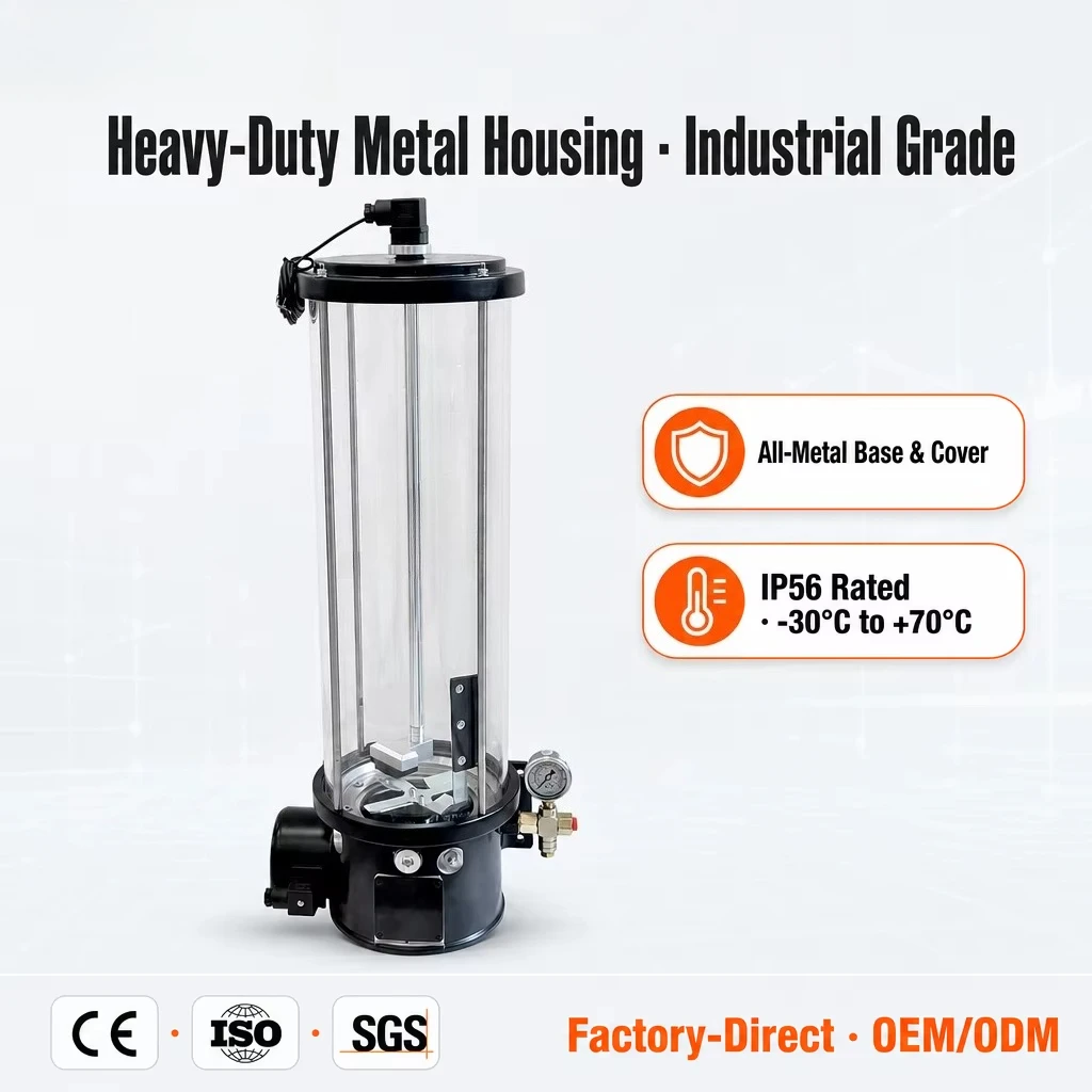 Automatic Grease Lubrication Pump with Level Monitoring 1 to 3 Outlet Options for Automotive Industrial and Wind Energy Systems