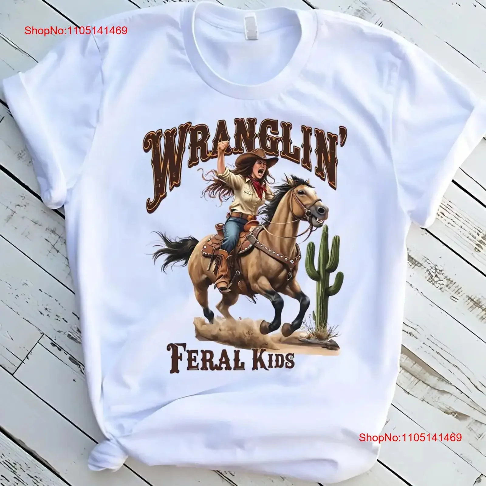 

Wranglin Feral Kids Футболка в стиле вестерн, винтажная стираная дизайнерская одежда, уличная одежда, повседневная модная мужская футболка, мягкая, универсальная