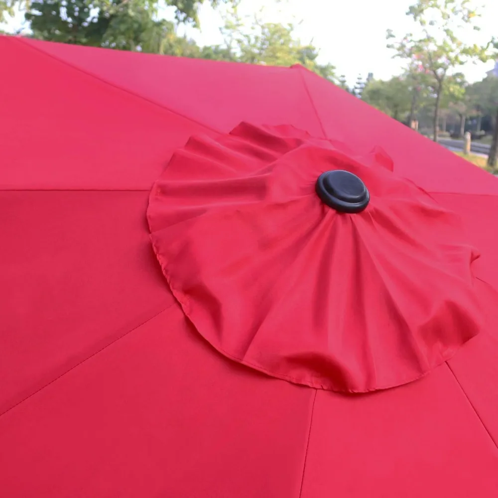 Sunnyglade 9' Patio Umbrella Outdoor Table Umbrella with 8 Sturdy Ribs (Red)