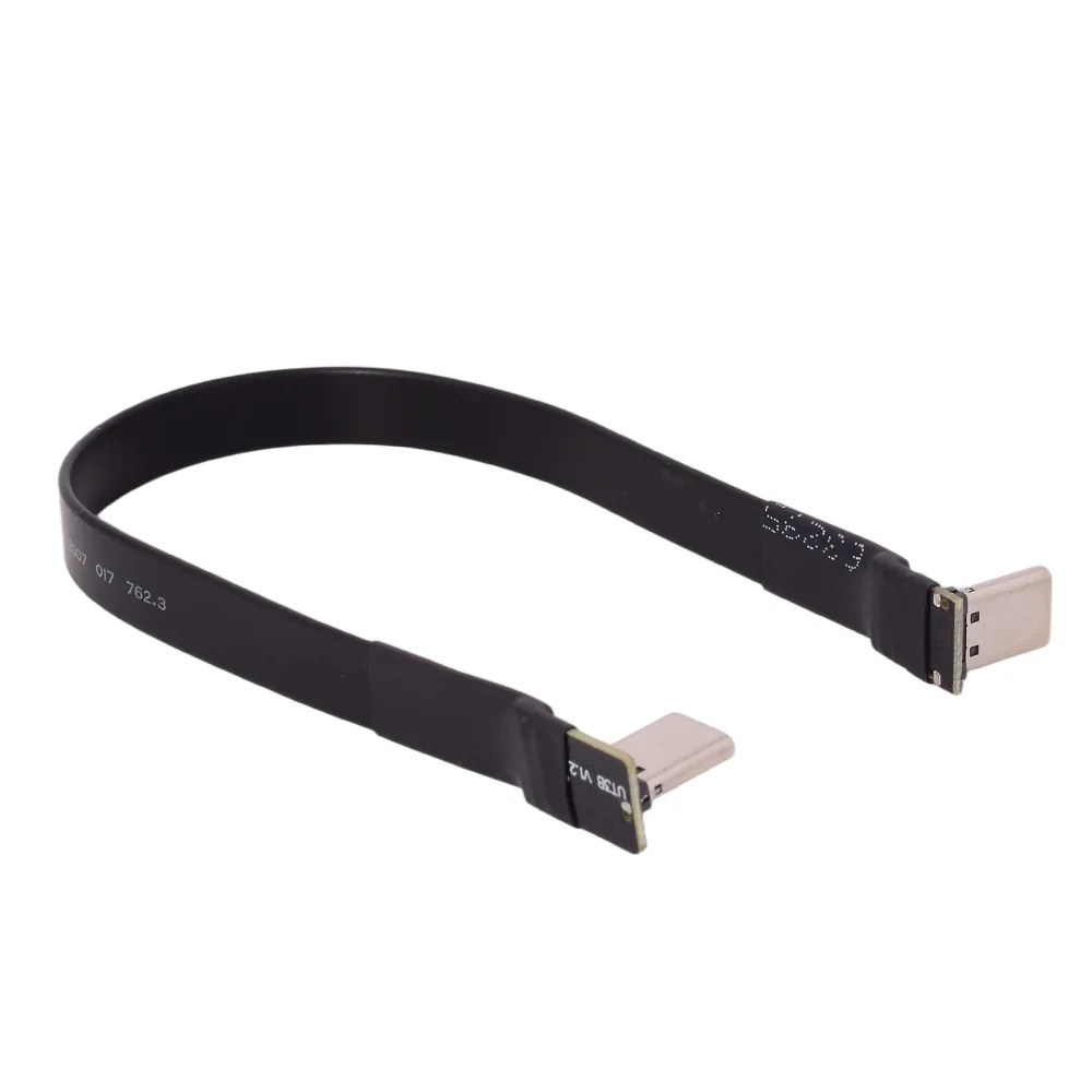 3-300cm USB 3.1 Type-C To Type-C USB C Flat Data Soft Extension Cable Double 90 Degree 1.5A for GPS Storage Imaging Equipment