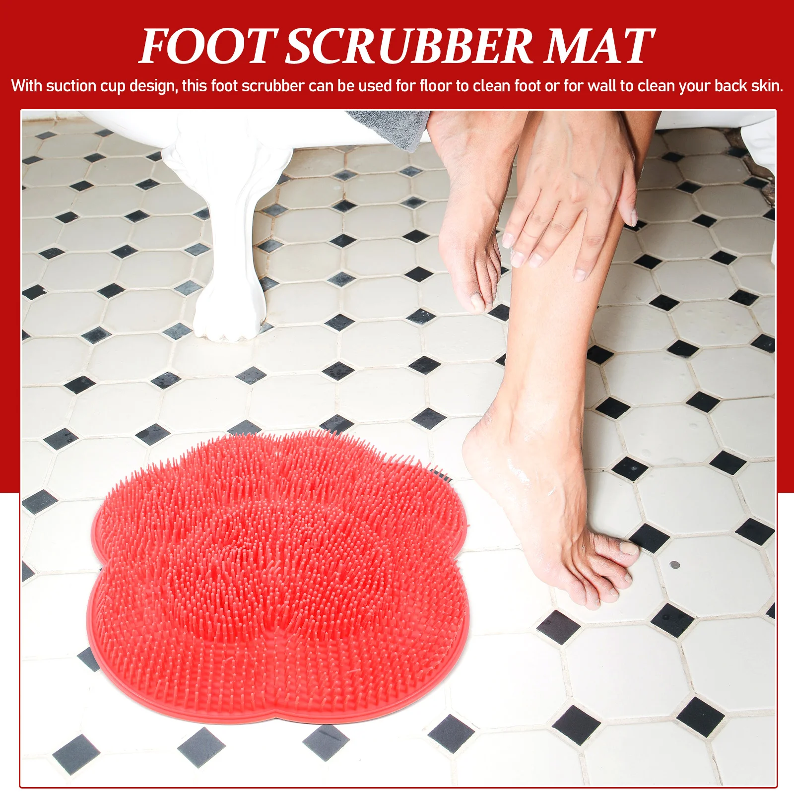 

Foot Scrubber Pad Suction Cups Non-Skid Shower Mat For Exfoliating Callus Removal Foot Back Cleaning Massage Bath Tool