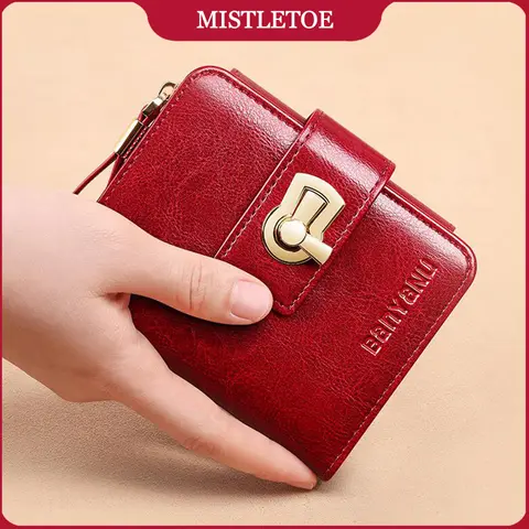 Fashion Women's Wallet Small Zipper Card Holder Coin Bag Large Capacity Cowhide Genuine Leather Purse for Girls Birthday Gifts