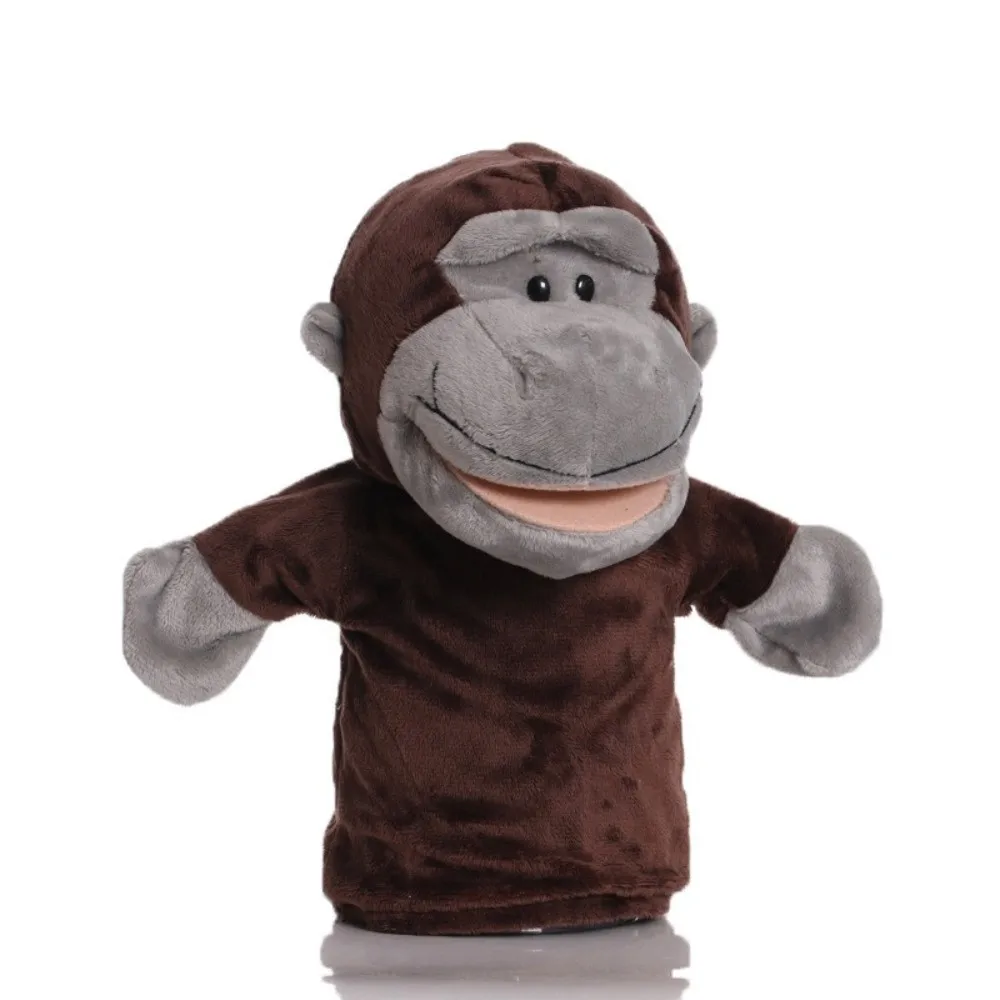 Marionnette à main en forme d'animal en peluche, dessin animé interactif, marionnettes à doigt, singe mignon, poupée à main, accessoires d'histoire de maternelle