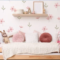 Watercolor Meadow Floral Wall Sticker Bedroom Girl Room Pastel Flower Botanical Plant Wall Decal Playroom Living Room Decor