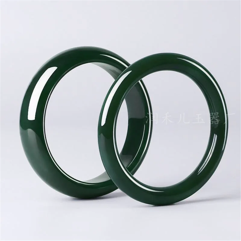 Natural Hotan Bracelet, Women'S Style, Dark Green Black Sheep Fat Jade Bangle