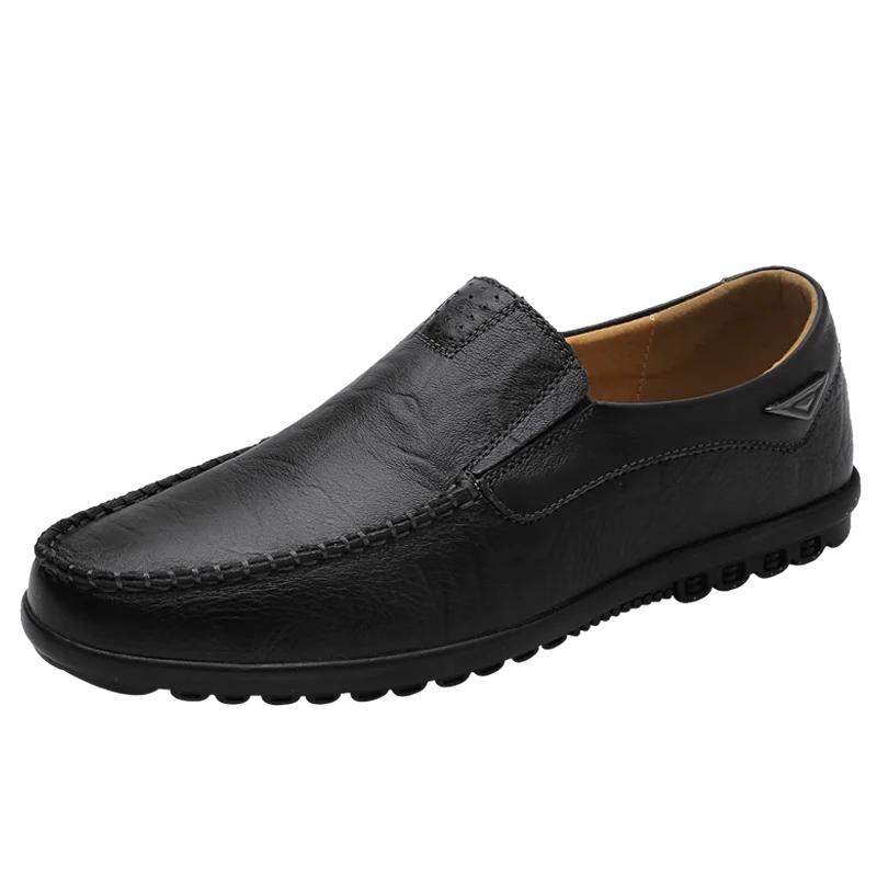 Man shoes Genuine Leather Men Casual Shoes Brand Mens Breathable Slip on Black Driving Shoes Plus Size