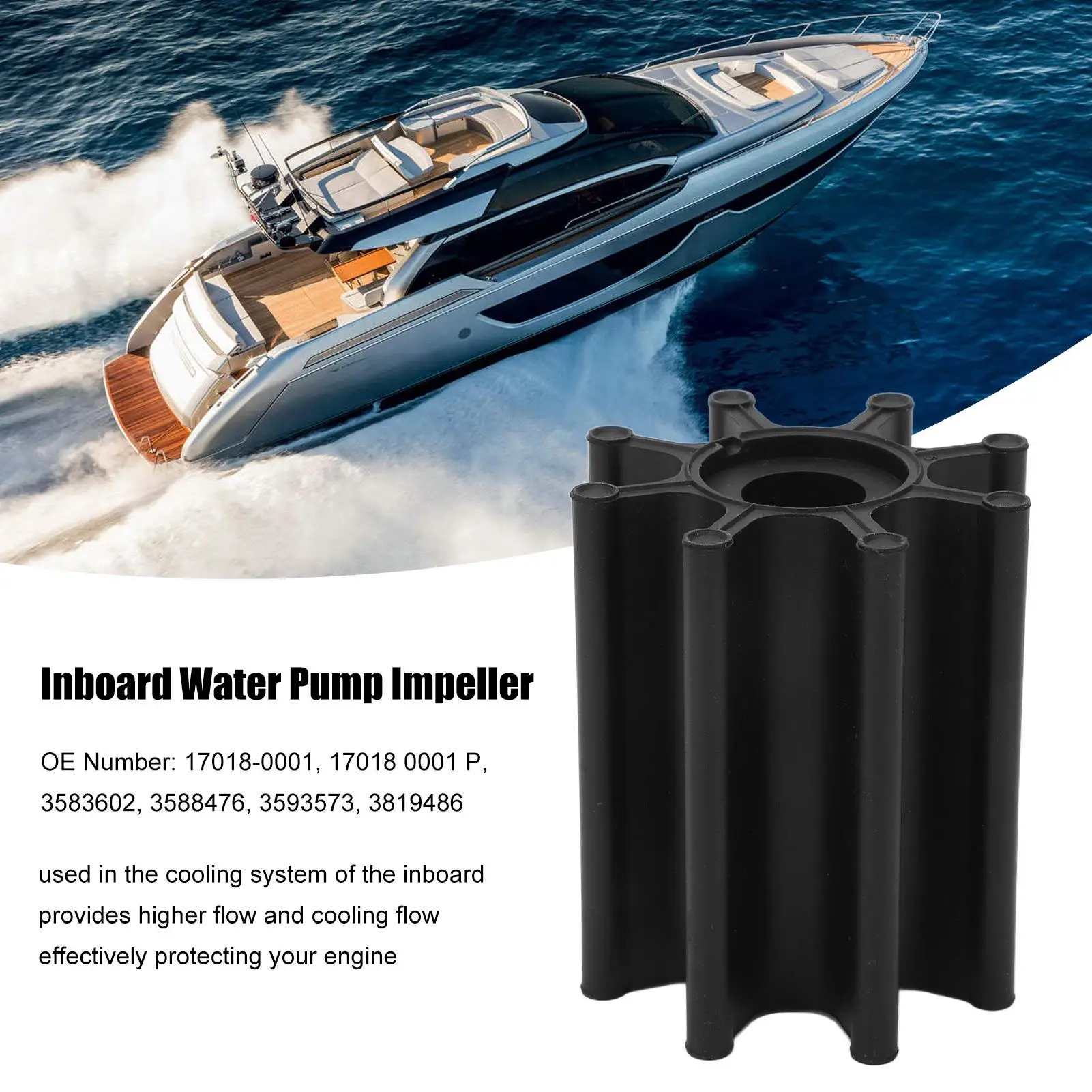 Highly Durable 8-Blade Water Pump Impeller for inboard Motor Engine