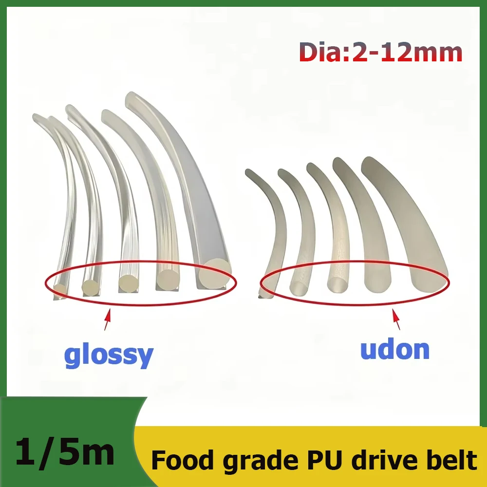 1 Meter/5 Meter White Rough/Transparent Smooth Surface Food Grade Polyurethane Drive Belt Circular Diameter 2 2.5 3 3.5 4 5-12mm