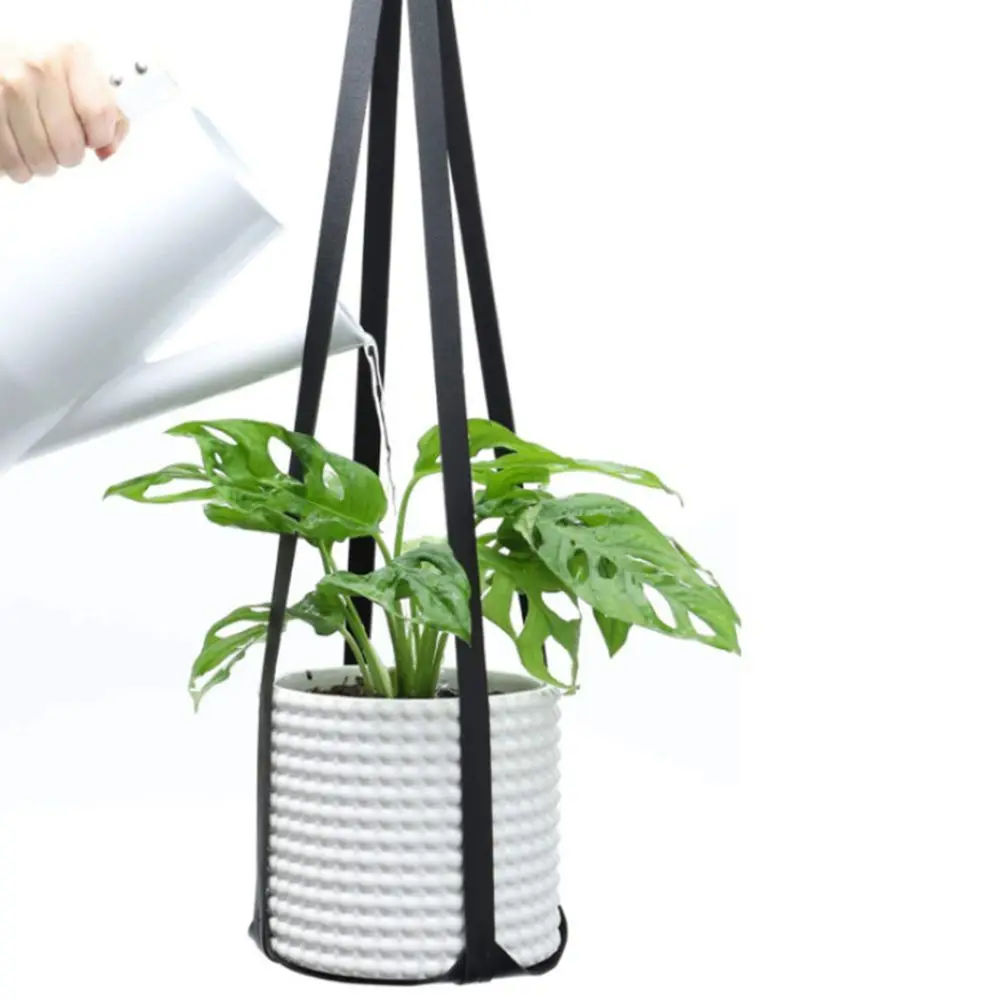 PU Leather Plant Hanger Hanging Planter Flower Pot Holder Elegant Home Decor For Indoor Cactus Succulent Balcony Decoration