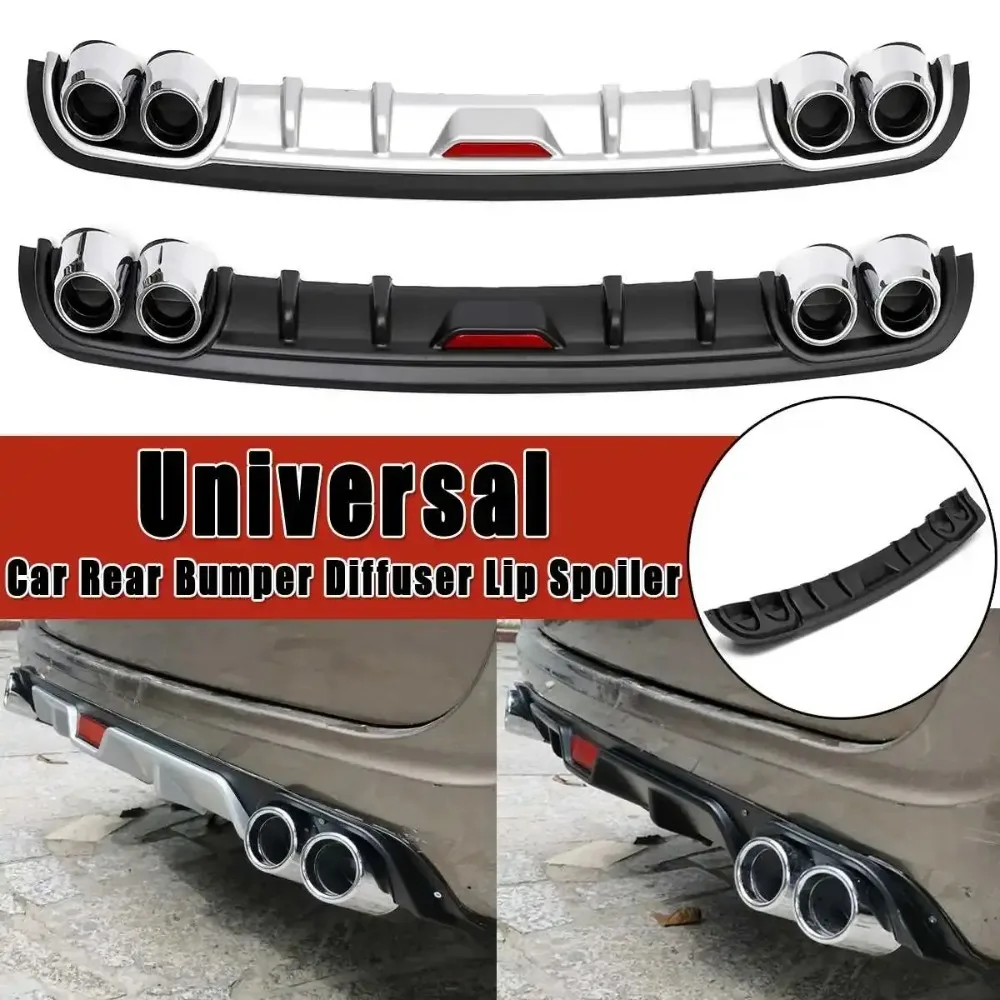 

Auto Accessories Car Universal Rear Bumper Diffuser Lip with Exhaust Tip Rear Bumper Lip Diffuser 128CM