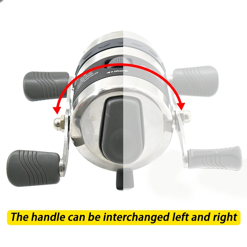 Stainless Steel Fishing Reel Handles Interchangeable Speed Ratio 3.3:1 Closed Wheel for Outdoor Hunting Slingshot Catapult Tools