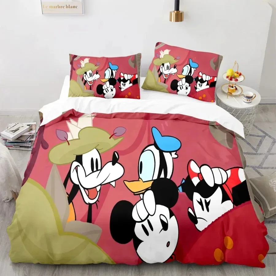 Cartoon Bedding Sets Mickey And Minnie Mouse Bed Cover Duvet Cover Pillow Case 2-3 Pieces Sets Home Decor