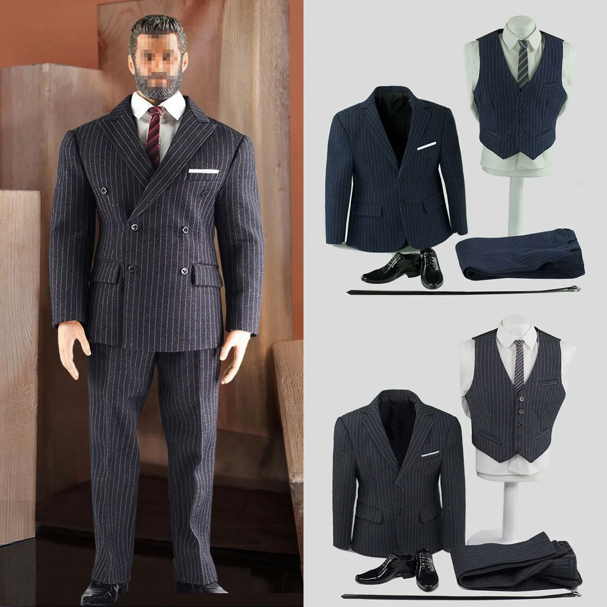 Toy Center CEN-M05 1/6 Scale Male Gentleman Striped Suit Clothes Model Fit AT027 TBL M34 M35 Strong Muscular Action Figure Body