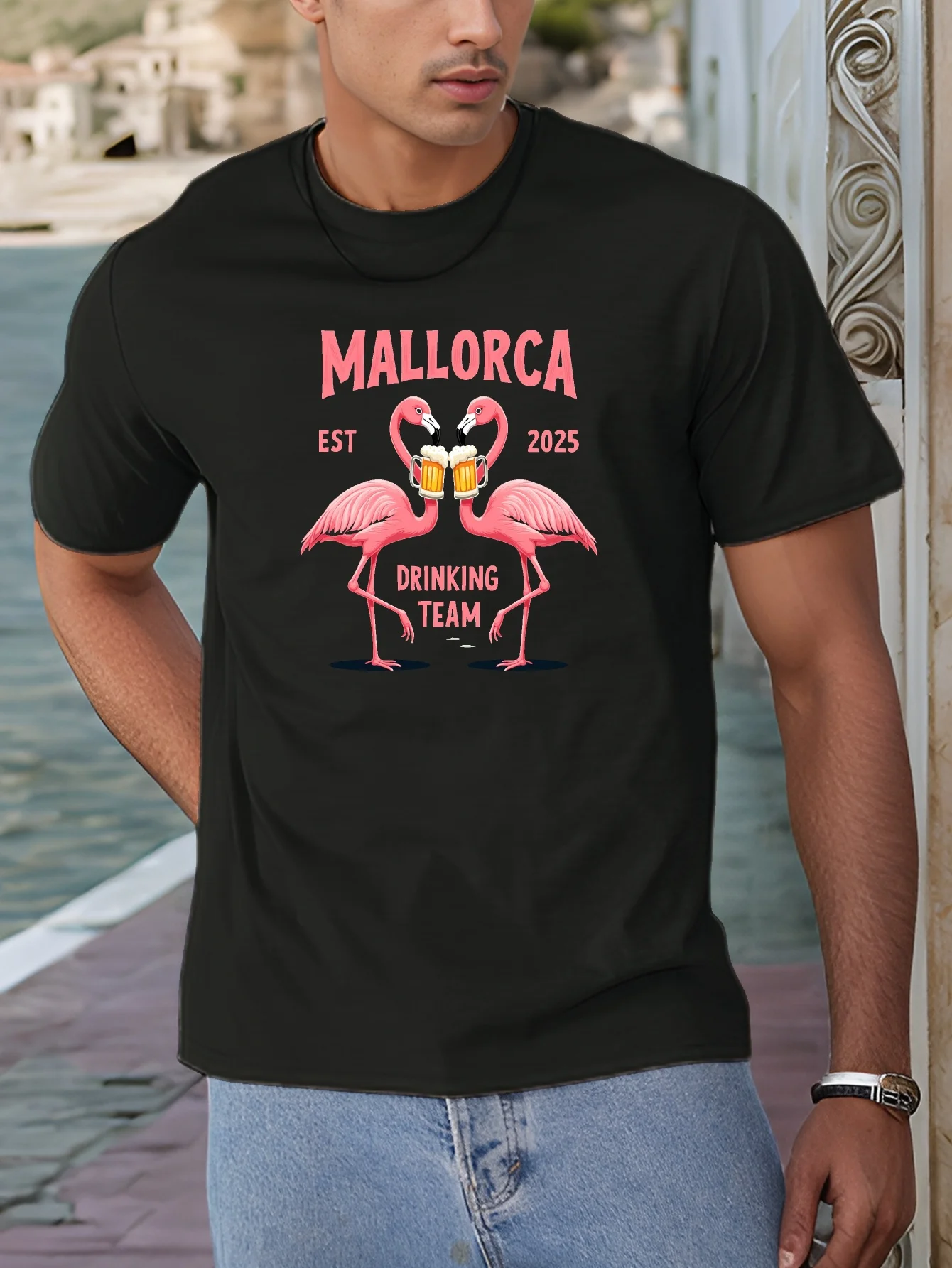 

Мужская футболка, футболка с принтом Flamingos Major Drinking Team, мужская спортивная одежда, спортивная футболка, футболка с коротким рукавом