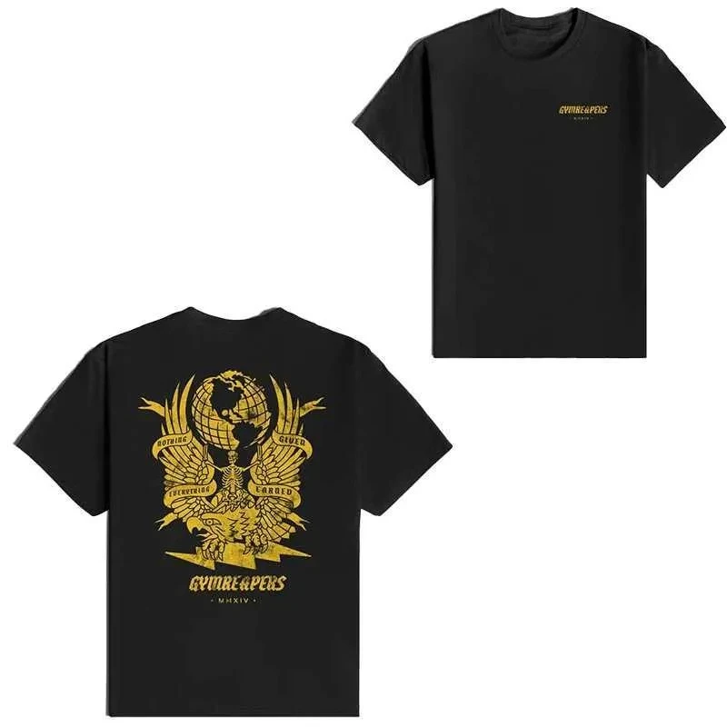 Fit Men's Gothic Short Slve Gym Oversized T Shirt Graphic Cotton Tee Printing High-end Luxury Unisex Style Both of Men and Women