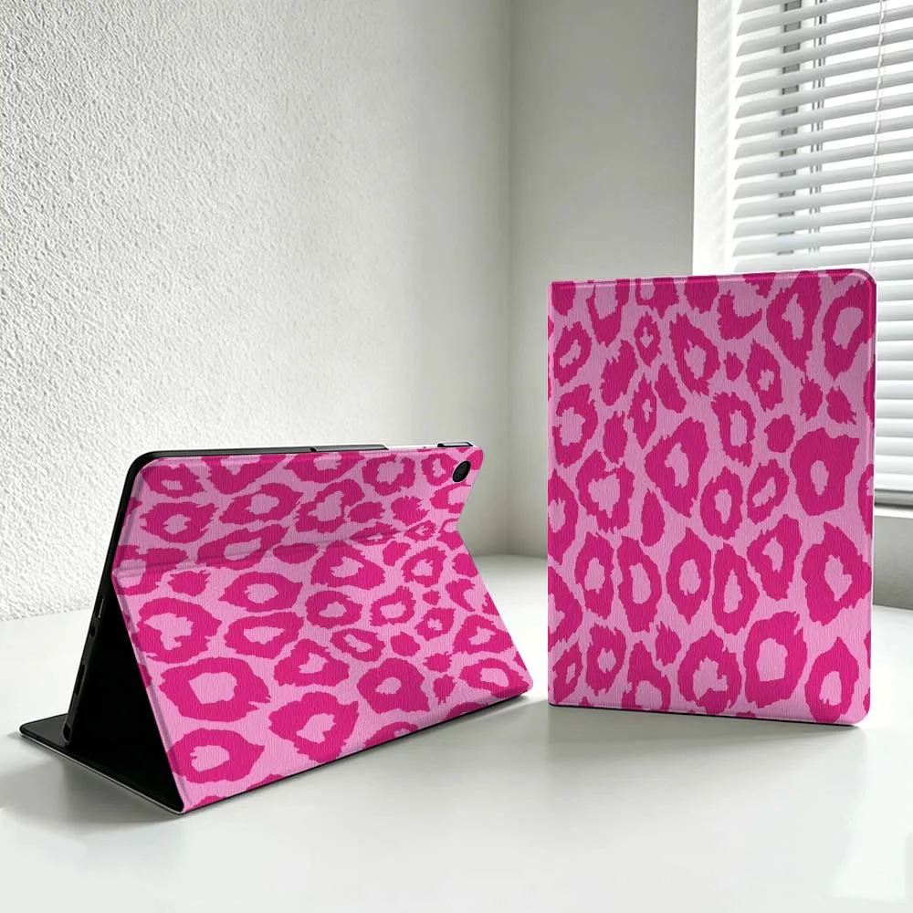 Cartoon Leopard Pink Pattern For Samsung Galaxy Tab S11 S10 S9 S8 S7 A11 A9 A8 Ultra Lite FE Plus Soft Inch Tablet Case Cover