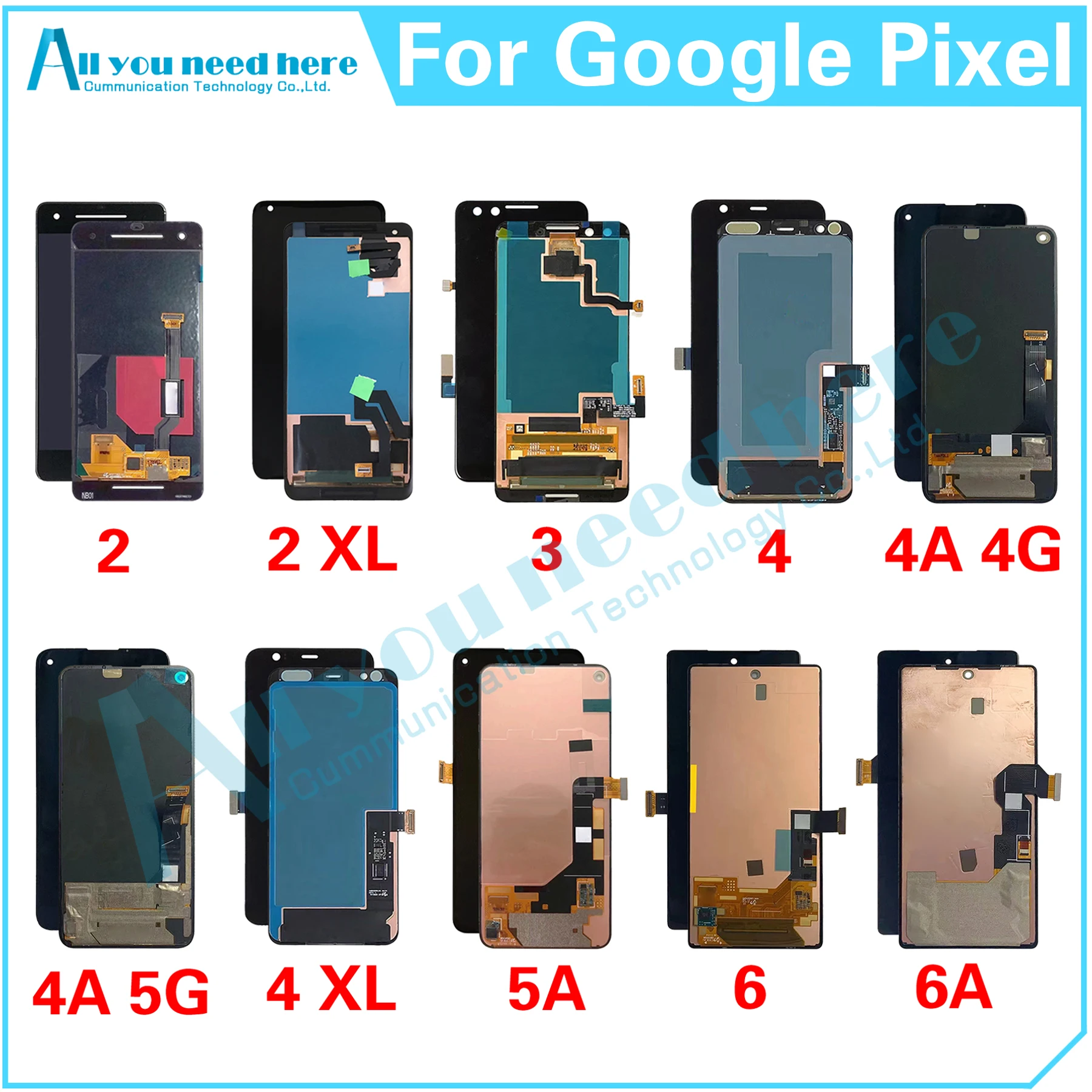 

For Google Pixel 2 3 4 XL 4A 5A 6 6A 4G 5G LCD Display Touch Screen Digitizer Assembly Repair Parts Replacement