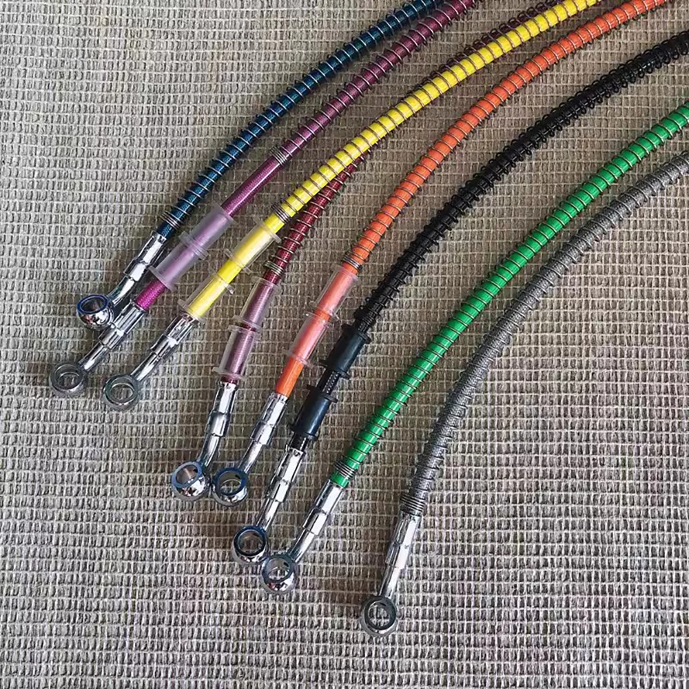 10cm-500cm Motorbike Braided Oil Hoses Line Tube Pipe Motorcycle Universal Racing Hydraulic Brake Hose 10mm Banjo 28 degre