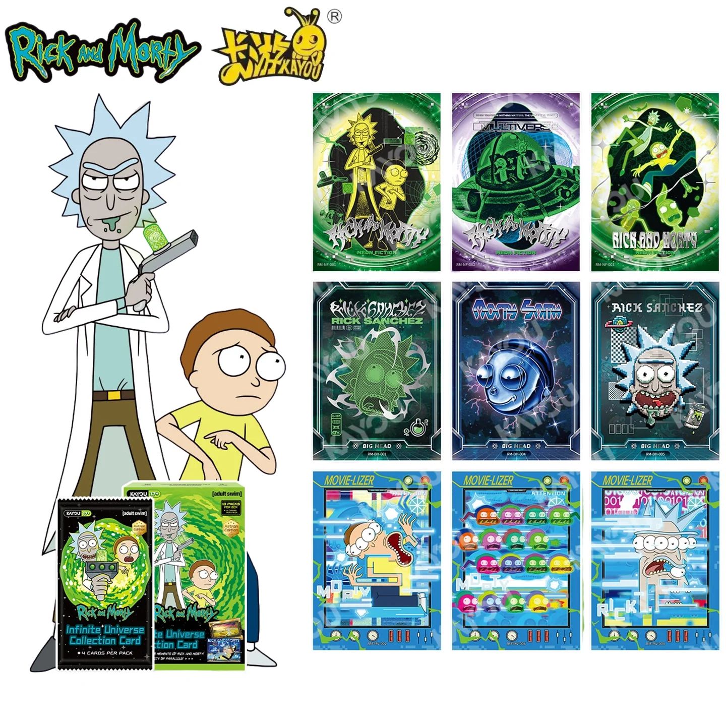 

Genuine KAYOU Rick and Morty Trading Cards, Infinite Universe Rare Collectible Cards, Star Shine First Edition Fan Booster Packs