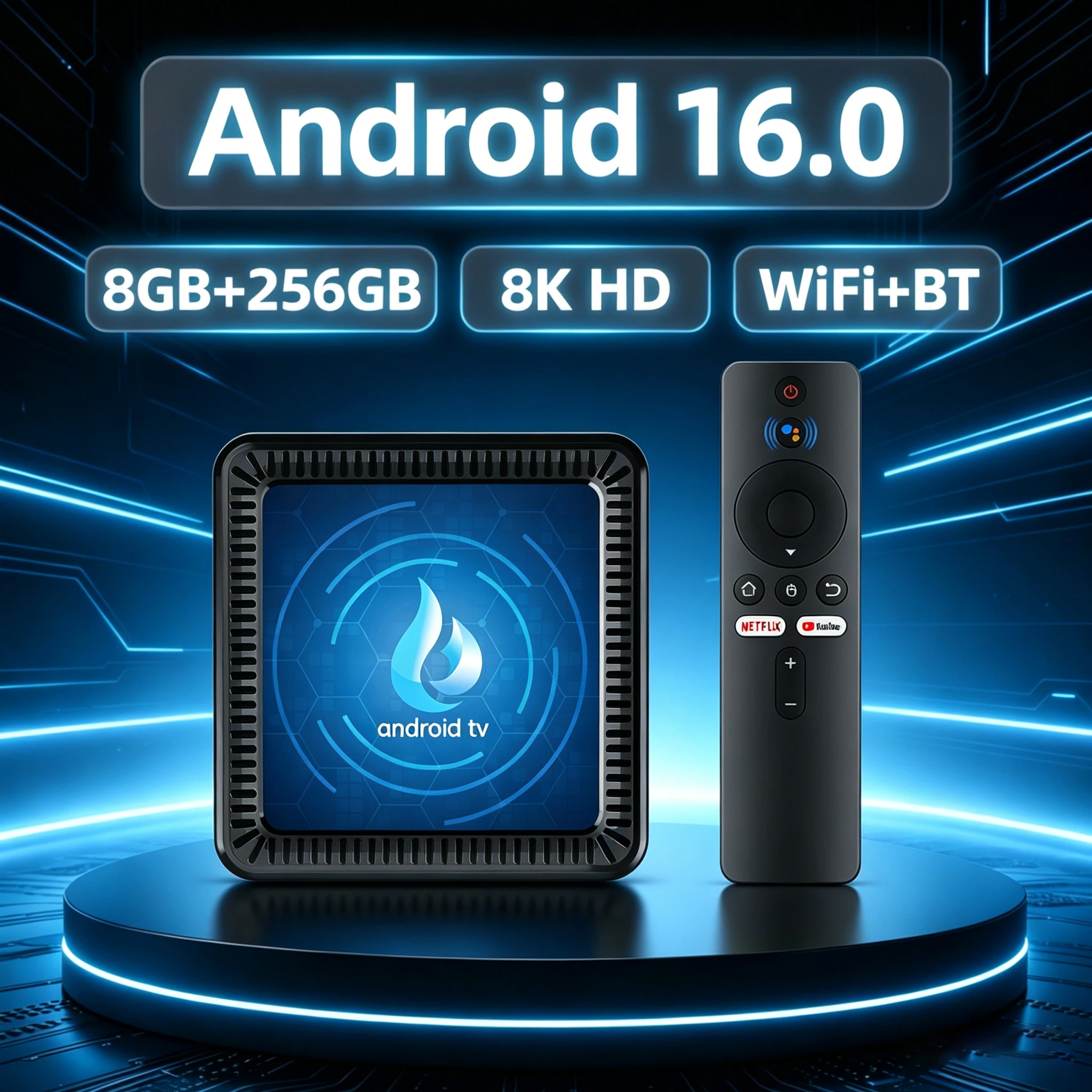 Q17 Android 16 Caja de TV Inteligente Allwinner H313 8GB 256GB BT5.4 Vídeo HD 8K Doble WiFi Asistente de Voz Google Reproductor Multimedia Decodificador