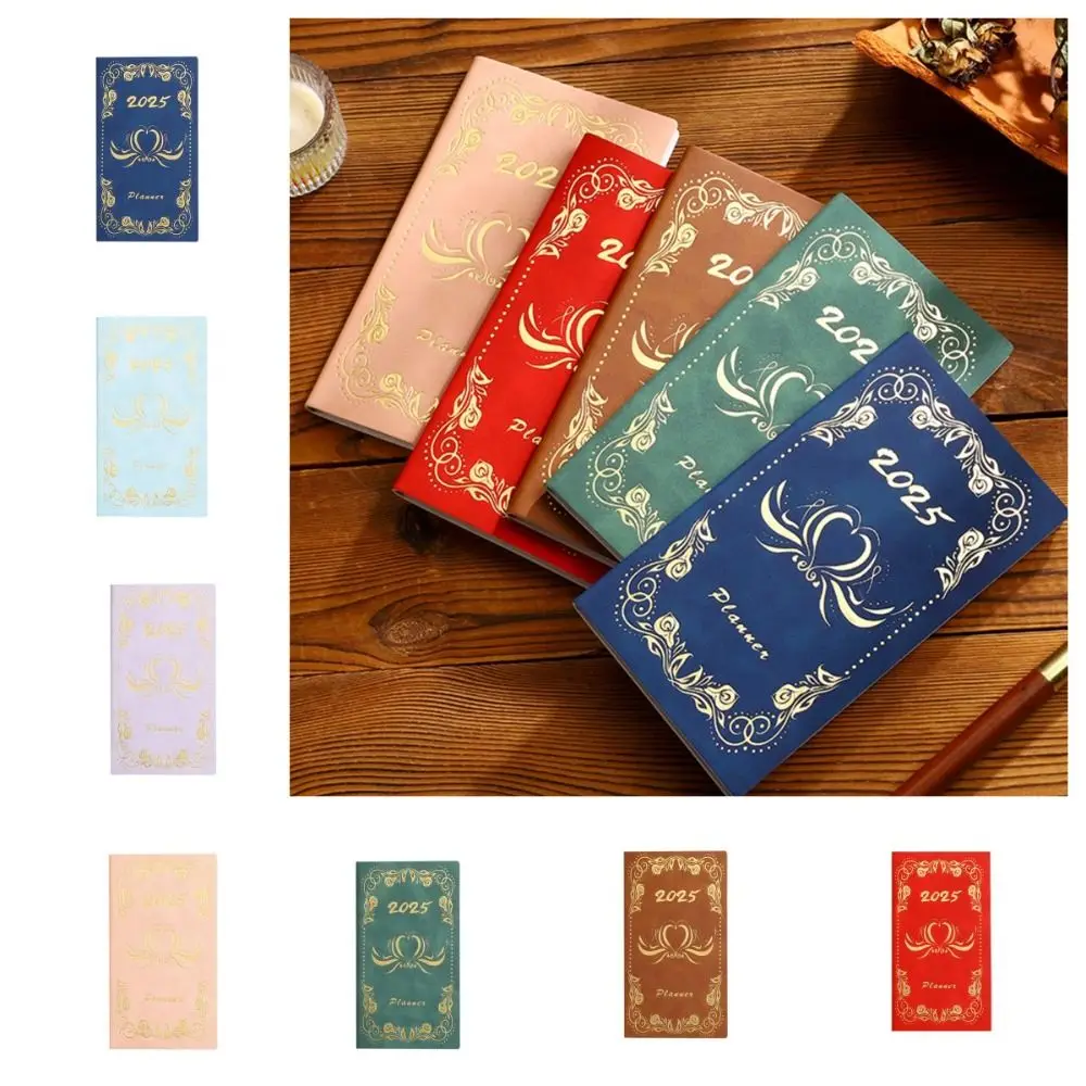 Time Management 2025 English Agenda Book Daily Plan Leather 2025 A6 Pocket Notebook To Do List Taking Notes