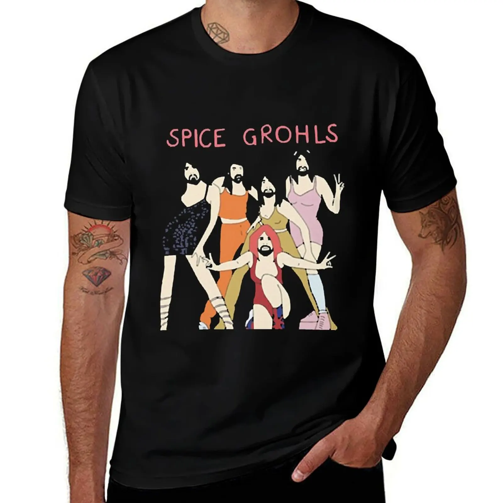 

Футболка Spice Grohls, забавные подарки, корейская модная футбольная футболка, одежда для мужчин