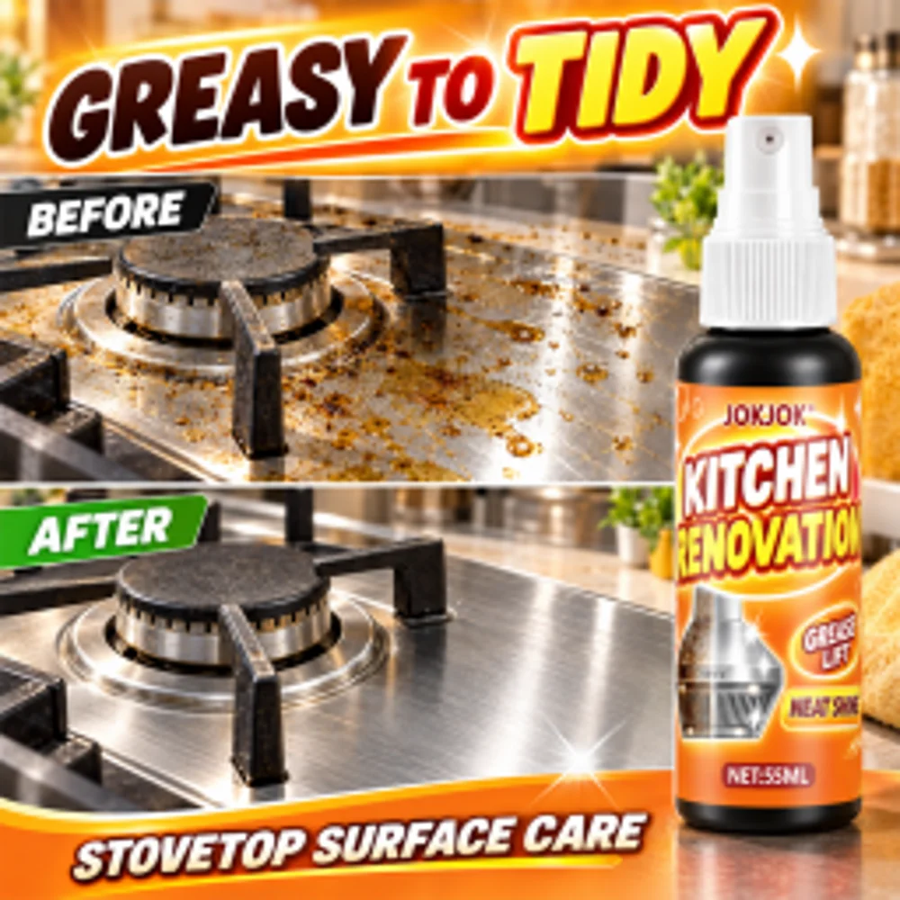 55ML Powerful Kitchen Grease Cleaner Spray Industrial Grade Oil Stain Remover,Fast Formula for Range Hood,Stove,Oven,Countertop