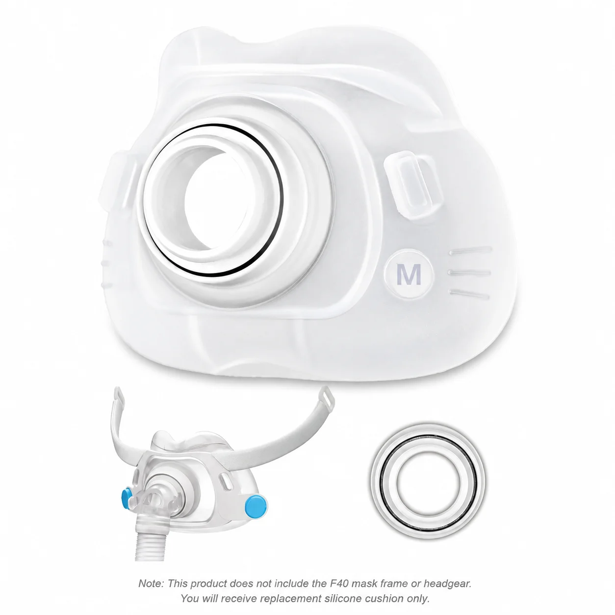 1 Paquete de Cojín de Silicona de Repuesto para Mascarilla Facial Completa ResMed Airfit F40, Cojín de Repuesto ResMed Airfit F40, 3 Tamaños