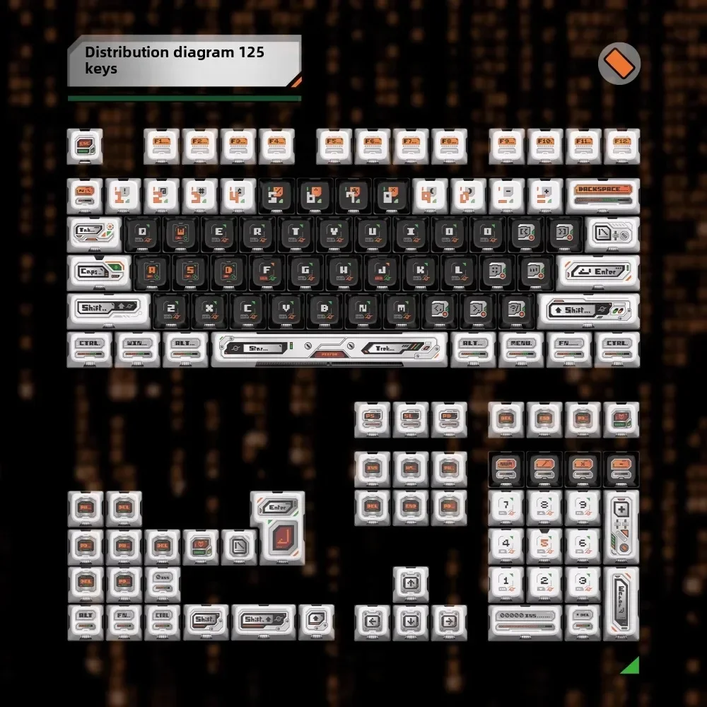 PIIFOX Ghost Hacker Keycaps Customized Mechanical  Keycaps Thermal Sublimation PBT Material 125 Keys Light Transmission Goodlook