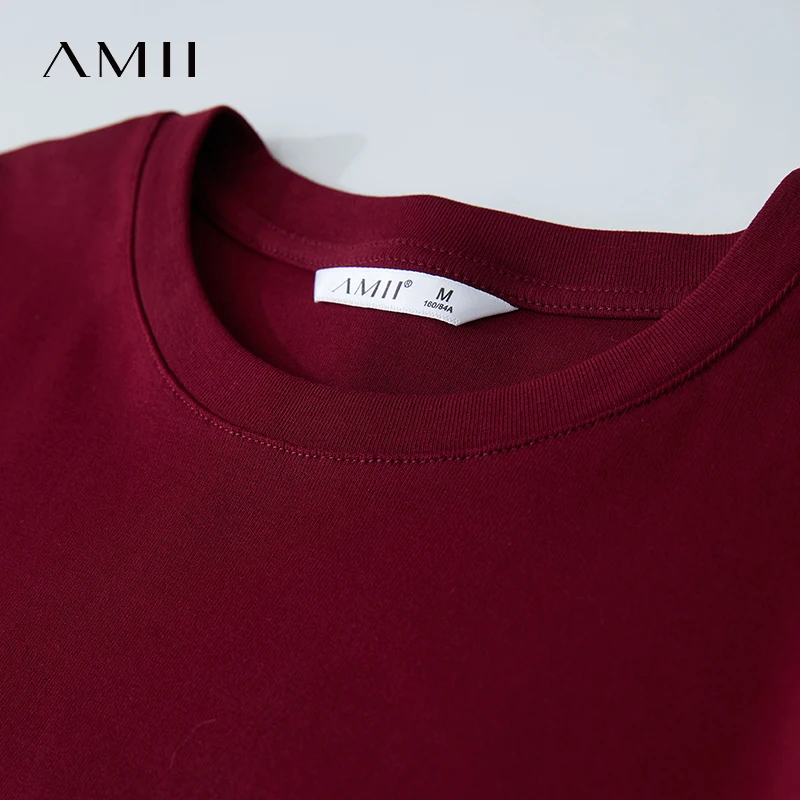 Amii Topสําหรับผู้หญิงMinimalist 2025 ฤดูร้อนสไตล์ใหม่สบายๆO-คอพิมพ์เปิดหลวมผ้าฝ้ายยืดเสื้อยืด 12522144